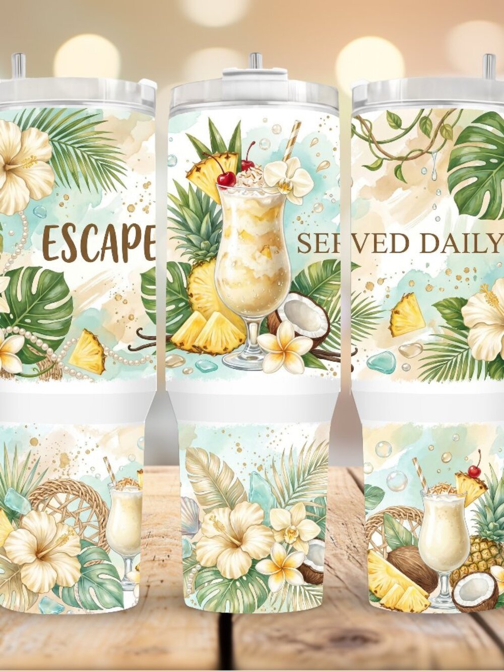 Tropical Drink 40oz Tumbler - Floral Mug